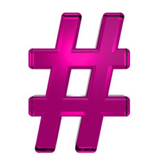 Obraz premium Number mark from pink alphabet set, isolated on white. Computer generated 3D photo rendering.