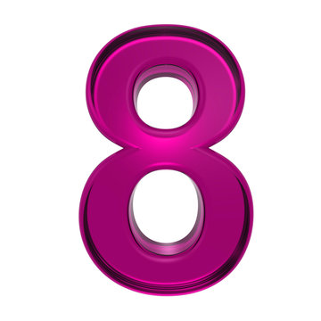 One digit from pink alphabet set, isolated on white. Computer generated 3D photo rendering.
