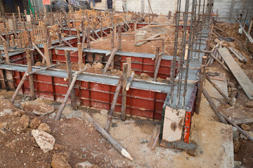 pillar and beam being constructed at construction site