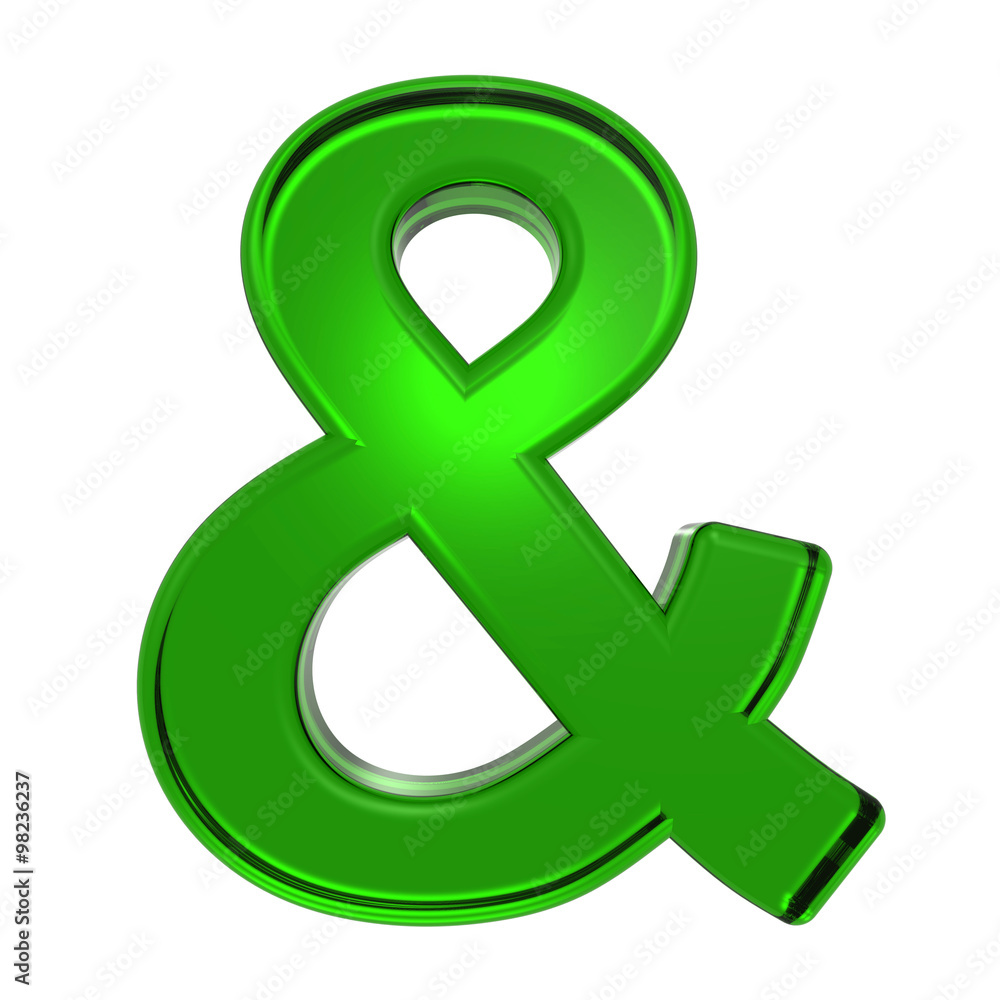 Fototapete one letter from emerald alphabet set, isolated on white. computer generated 3d photo rendering.