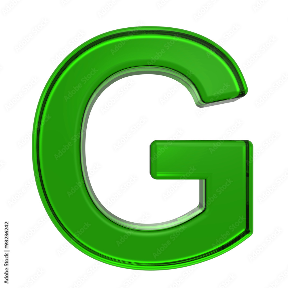 Fototapete one letter from emerald alphabet set, isolated on white. computer generated 3d photo rendering.