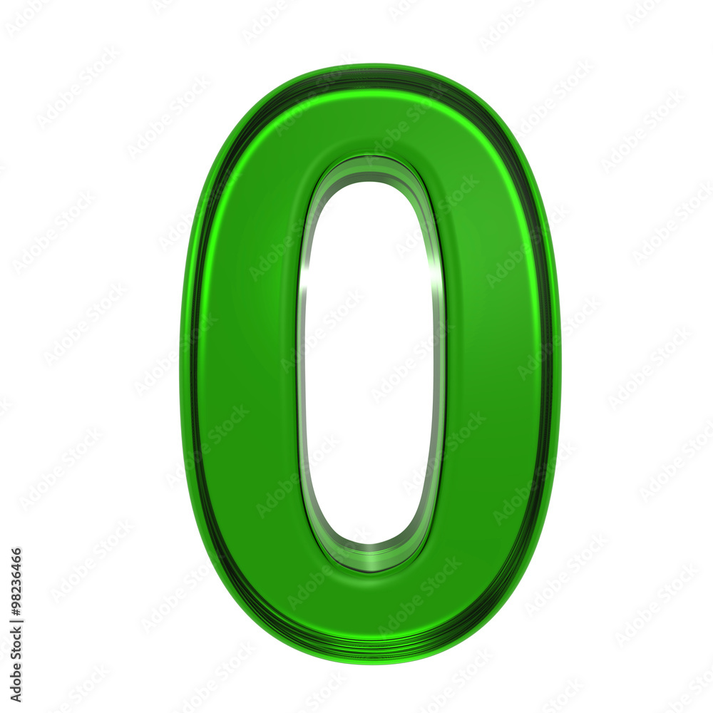 Fototapete one digit from emerald alphabet set, isolated on white. computer generated 3d photo rendering.