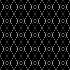 Seamless black and white background with abstract geometric shapes