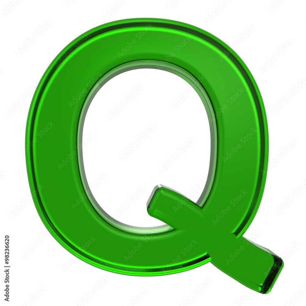 Fototapete one letter from emerald alphabet set, isolated on white. computer generated 3d photo rendering.