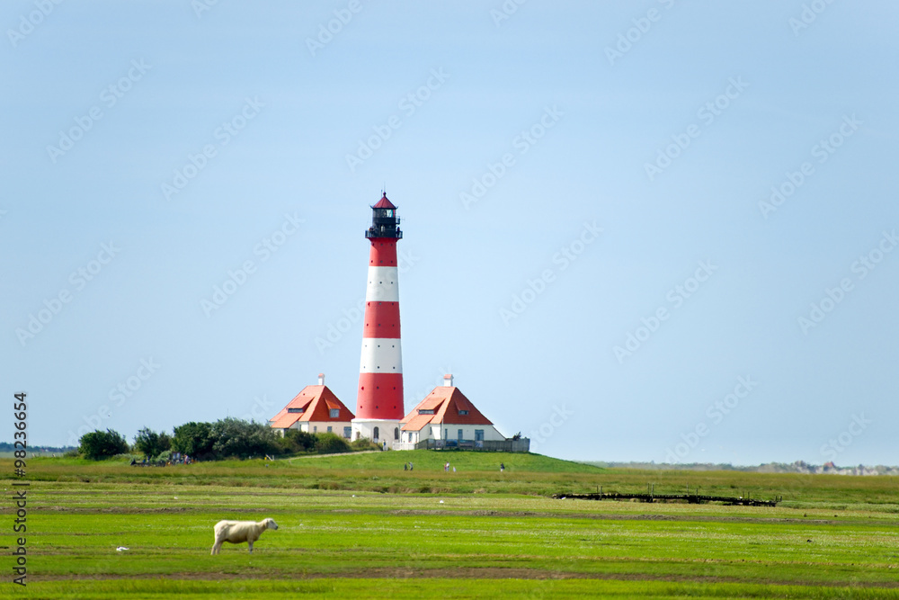 Wall mural westerhever leuchtturm - nordsee