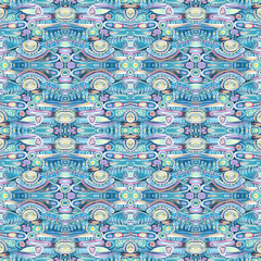 Seamless pattern. Abstract acrylic painting. Colorfull kaleidoscopic composition. Aztec, maya, incas pattern.