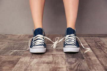 Human legs in sneakers