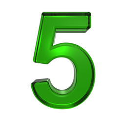 One digit from emerald alphabet set, isolated on white. Computer generated 3D photo rendering.
