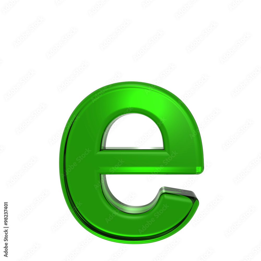 Fototapete one lower case letter from emerald alphabet set, isolated on white. computer generated 3d photo rend