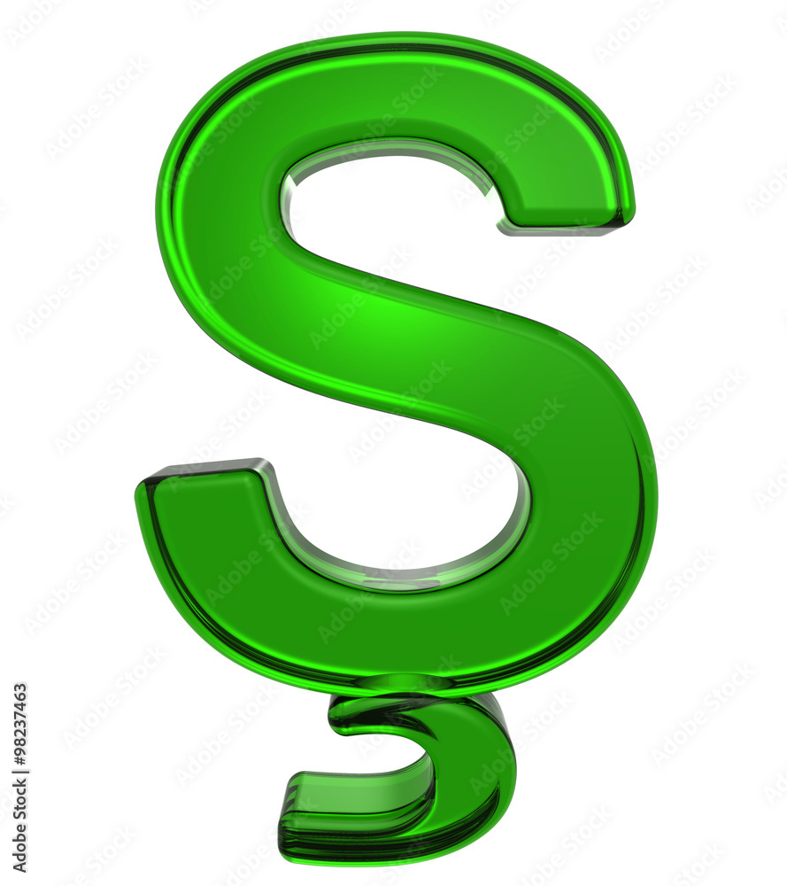 Fototapete one letter from emerald alphabet set, isolated on white. computer generated 3d photo rendering.