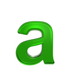 One lower case letter from emerald alphabet set, isolated on white. Computer generated 3D photo rendering.
