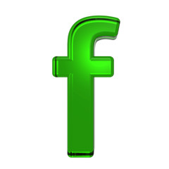 One lower case letter from emerald alphabet set, isolated on white. Computer generated 3D photo rendering.