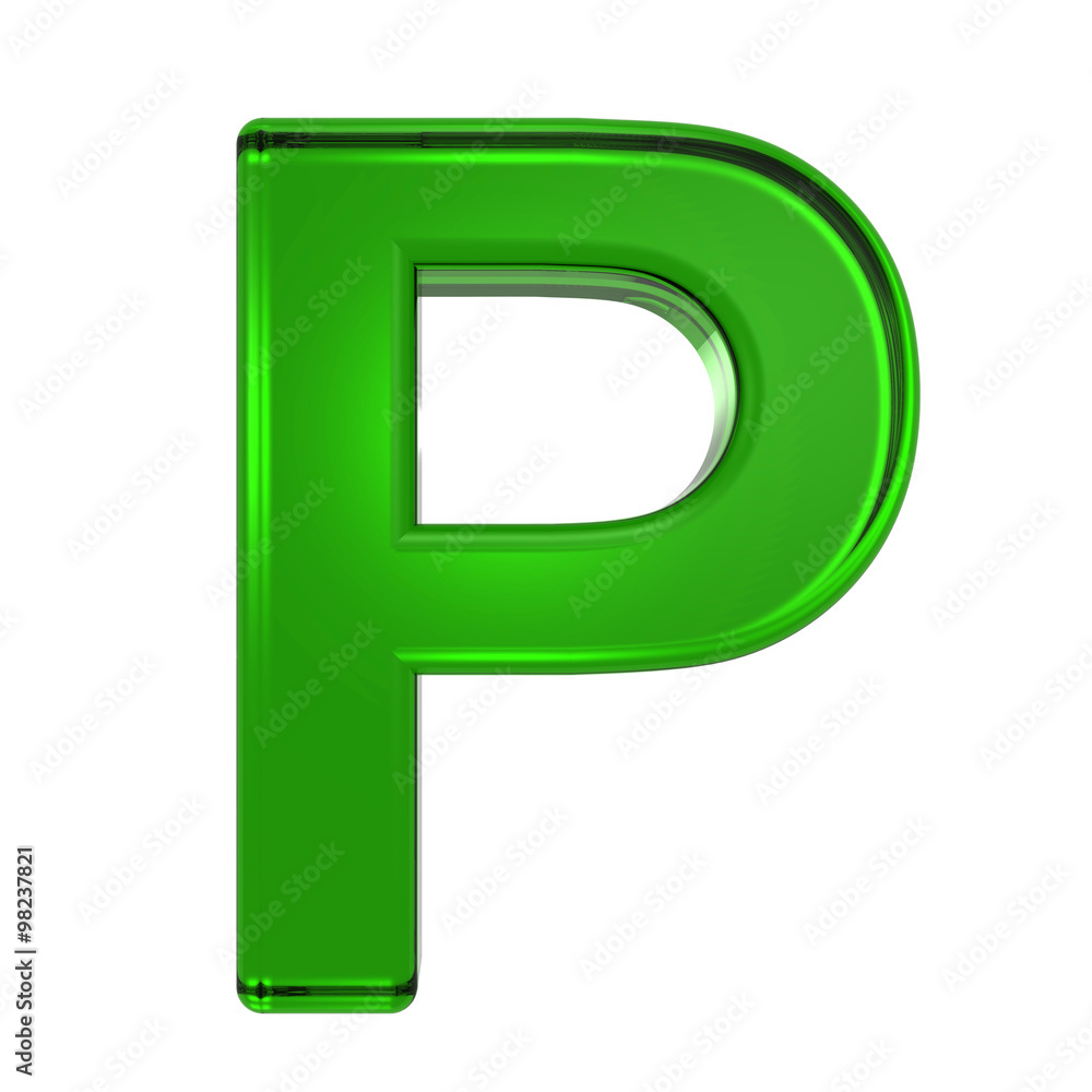 Fototapete one letter from emerald alphabet set, isolated on white. computer generated 3d photo rendering.