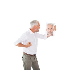 Man shouting at himself