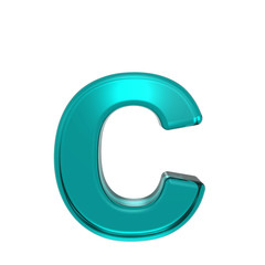 One lower case letter from turquoise alphabet set, isolated on white. Computer generated 3D photo rendering.