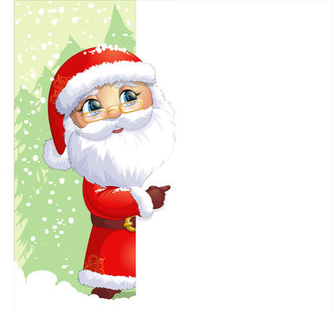Santa Claus painted on a white background