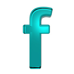 One lower case letter from turquoise alphabet set, isolated on white. Computer generated 3D photo rendering.