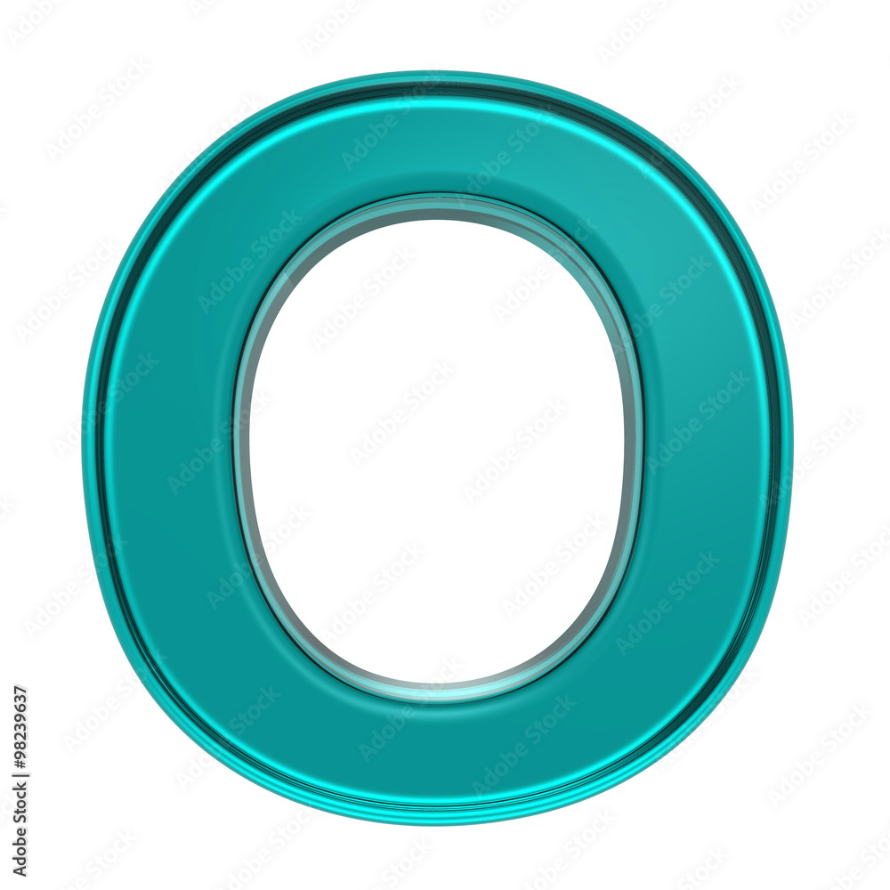 Fototapete one letter from turquoise alphabet set, isolated on white. computer generated 3d photo rendering.