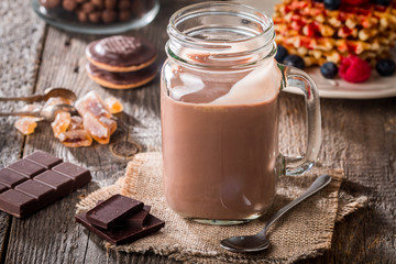 glass of chocolate milkshake for breakfast
