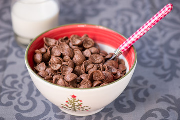 tasty chocolate cornflakes in thel bowl