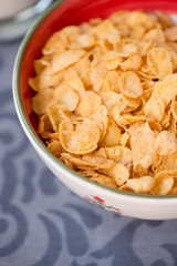 breakfast golden cornflakes cereal in the bowl