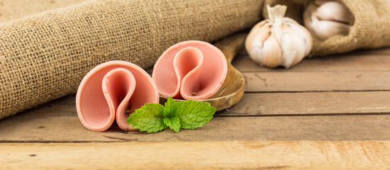 Group of baloney sausage