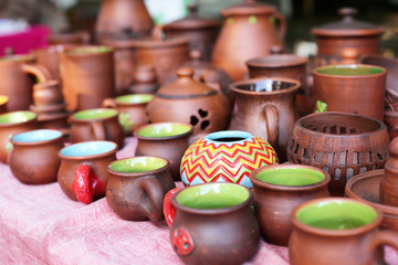 Ceramic tableware is handmade on the counter