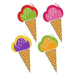 Illustration of cartoon collection of Ice Cream.Vector