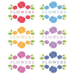 Vintage vector labels with rose flower
