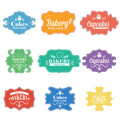 Collection of vintage retro bakery labels.Vector