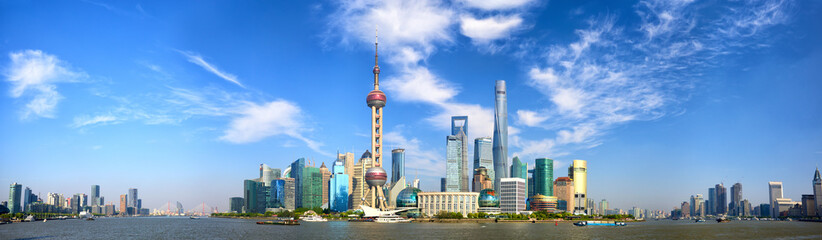 Shanghai Pudong skyline panorama, China