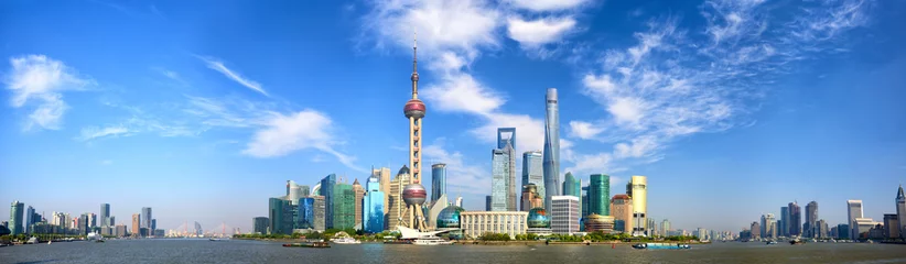 Foto op Plexiglas Shanghai De horizonpanorama van Shanghai Pudong, China