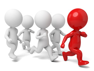 The 3d guy runs with other people