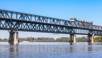 Steel truss bridge over the Danube River