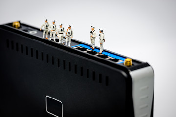 Miniature network engineers at work.
