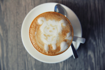 coffee on wood background