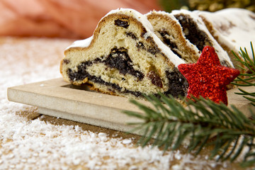 Traditional German Christmas cake   and decoration. 