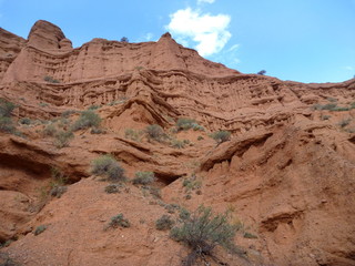 red rock formations in Canyon Konorchek in Kyrgyzstan