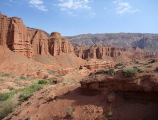 red rock formations in Canyon Konorchek in Kyrgyzstan