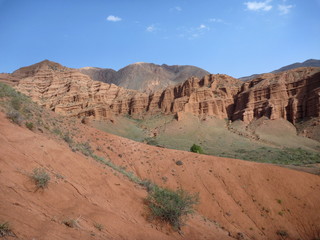 red rock formations in Canyon Konorchek in Kyrgyzstan