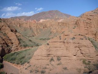 red rock formations in Canyon Konorchek in Kyrgyzstan