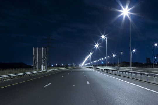 Empty Highway At Night