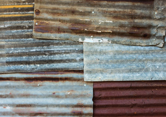 Rusty corrugated metal wall