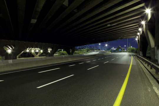 Empty Highway At Night