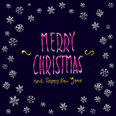 Merry Christmas pink glittering lettering design. Vector illustration EPS 10