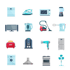 Flat Color Icons Set Of Household Appliances