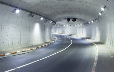Empty Tunnel At Night