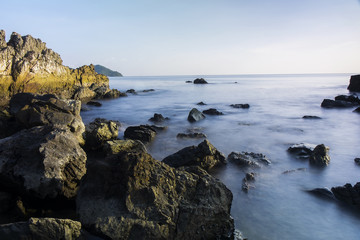 view of lonely tree and sea in province chanthaburi
