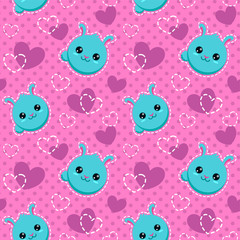 Seamless pattern with funny bunny faces