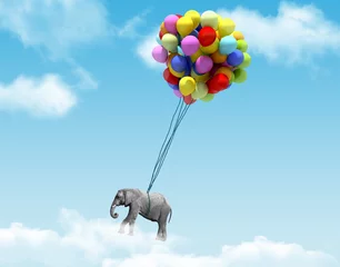 Ein Elefant, der von Ballons angehoben wird © sveta